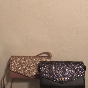 Pink and black crossbody bags with a little bling